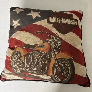 Vintage Harley-Davidson tapestry throw pillow